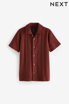 Red Textured Short Sleeve Shirt (3-16yrs) (N59613) | KRW25,600 - KRW36,300