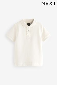 White Textured Short Sleeve Polo Shirt (3-16yrs) (N59614) | NT$440 - NT$670