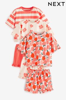 Red/Cream Floral/ Stripe Ruffle Short Sleeve Pyjamas 3 Pack (9mths-16yrs) (N59620) | €31 - €48