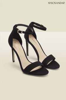 Sosandar Black Nia Suede Barely There High Sandals (N59679) | kr1,026