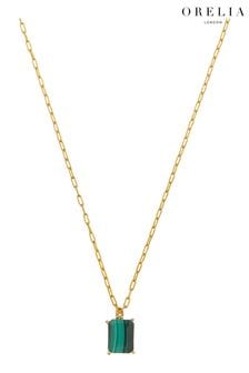 Orelia London Semi Precious Malachite Claw Set Necklace (N59832) | €46