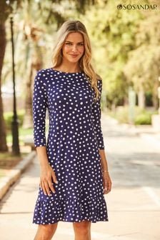 Sosandar Blue/White Spot Print Ruffle Hem Shift Dress (N60028) | €88