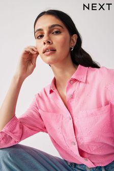 Pink Textured Long Sleeve Beach Shirt (N60333) | ₪ 93
