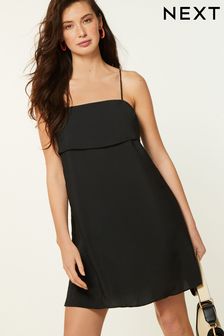 Black mini Layered cami strap dress (N60405) | KRW54,300
