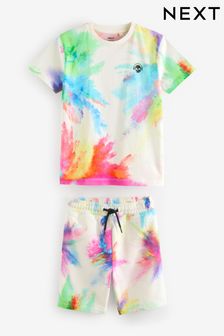 White Rainbow Splat Graphic Top and Shorts Set (3-16yrs) (N60481) | €27 - €38