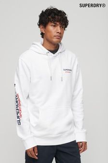 Blanco - Sudadera deportiva con capucha holgada con logo de Superdry (N60662) | 80 €