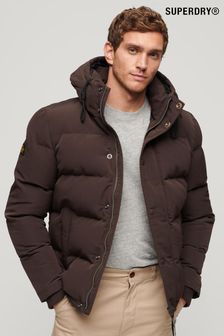 Superdry Dark Brown Everest Hooded Puffer Jacket (N60667) | SGD 232