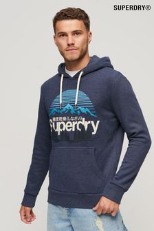藍色 - Superdry Great 戶外標誌印花連帽上衣 (N60697) | NT$2,790