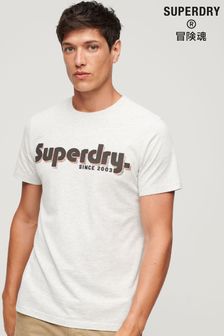 Superdry White Relaxed Fit Terrain Logo Print T-Shirt (N60723) | ₪ 151