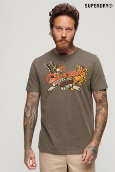 Superdry Grey Tattoo Script Front Print T-Shirt (N60727) | SGD 58