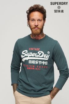 Green - Superdry Classic Graphic Logo Long Sleeve Top (N60730) | kr550