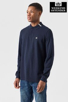 Weekend Offender Navy Blue Boman Long Sleeve Polo Shirt (N60744) | €37
