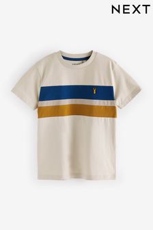 Ecru/Navy/Tan Colourblock Short Sleeve T-Shirt (3-16yrs) (N60934) | KRW12,800 - KRW19,200