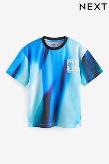 Blue All-Over Print Short Sleeve T-Shirt (3-16yrs) (N60937) | OMR4 - OMR6