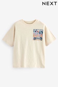 乳白色 - 休閒剪裁短袖印圖T恤 (3-16歲) (N60941) | NT$360 - NT$490