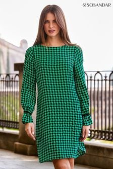 Sosandar Green Fluted Cuff Shift Dress (N60970) | kr961