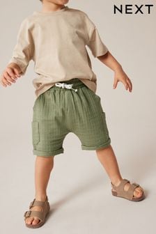 Khaki Green Lightweight Textured Jersey Shorts (3mths-7yrs) (N61059) | €8 - €11