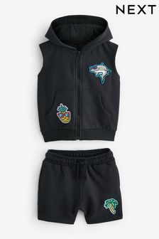 Charcoal Grey Hoodie Gilet and Shorts Set (3mths-7yrs) (N61066) | €25 - €31