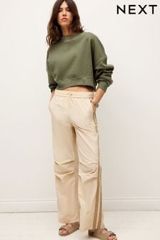 צבע טבעי/אופוויט - מכנסי טרנינג עם פסים צד ניילון (N61077) | ‏93 ‏₪