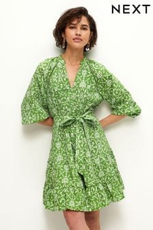 Зеленый - Платье мини с ремнем (N61078) | €38