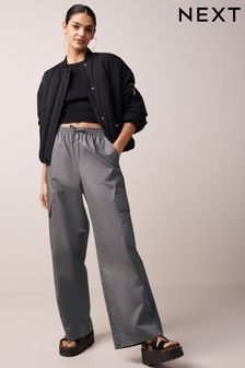 Charcoal Grey Wide Leg Cargo Trousers (N61093) | SGD 59