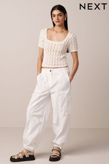 White Ripstop Cargo Trousers (N61094) | €42
