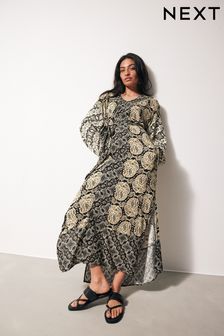 Black/Cream Summer Maxi Kaftan Dress (N61110) | KRW93,200