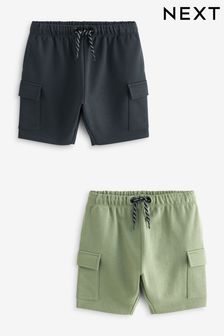 Khaki Green Utility Shorts 2 Pack (3mths-7yrs) (N61136) | $20 - $27