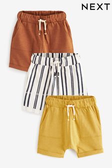 Ochre Yellow Stripe - All Over Print Lightweight Jersey Shorts 3 Pack (3mths-7yrs) (N61139) | kr210 - kr290