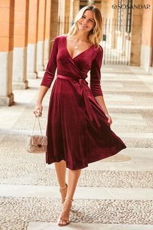 Sosandar Luxe Velvet Wrap Midi Dress