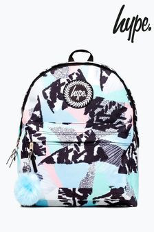 Hype. Unisex Blue Pastel Abstract Crest Backpack (N61456) | OMR16