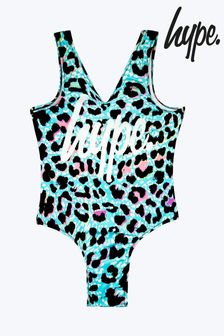 Hype. Girls Multi Ice Leopard Black Swimsuit (N61617) | $48