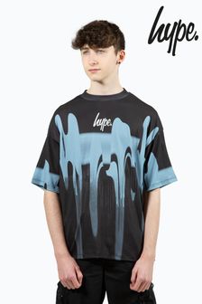 Hype. Boys Blue Multi Paint Small Script T-Shirt (N61630) | ￥3,880