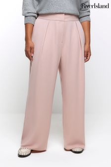 River Island Plus Wide Leg Pleated Trousers