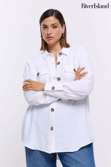 River Island White Curve Blisted Textured Shirt (N61822) | HK$391