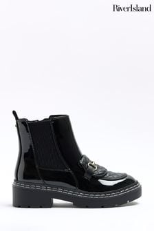 River Island Black Quilted Loafer Boots (N61833) | $76