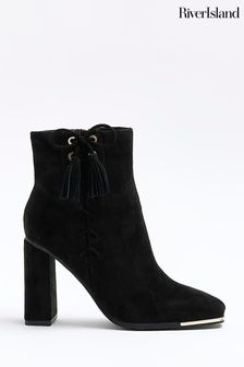 River Island Black Lace Up Corset Boots (N61835) | €78