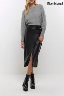 River Island Black Utility Asym Wrap Skirt (N61861) | €27