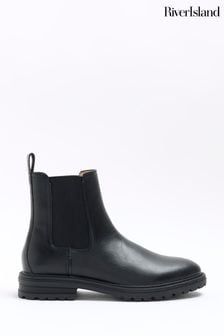 River Island Black Leather Hero Chelsea Boots (N61870) | 75 €