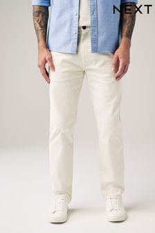Biały-ecru - Dopasowany krój - Spodnie typu chino ze stretchem (N61906) | 135 zł