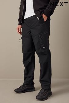 Black Relaxed Fit Utility Parachute Cargo Trousers (N61922) | SGD 62