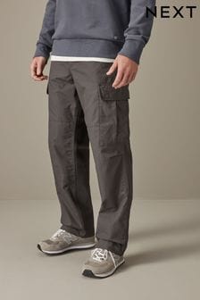 Charcoal Grey Relaxed Fit Ripstop Cargo Trousers (N61946) | 173 QAR
