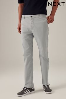 Light Grey Slim Fit Premium Laundered Stretch Chinos Trousers (N61962) | OMR14