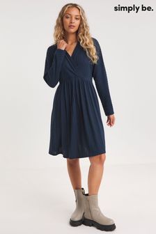 Simply Be Blue Ribbed Smock Dress (N62006) | AED161