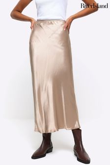 River Island Gold Easy Bias Satin Maxi Skirt (N62024) | €47