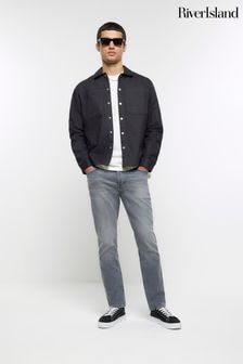 River Island Grey Slim Fit Light Wash Jeans (N62048) | $67