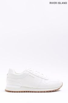 River Island White Embossed Quarters Runner Trainers (N62082) | $77