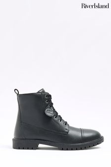 River Island Leather Laced Combat Boots