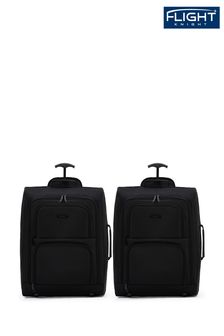 أسود - حقيبة سفر للمقصورة بعجلتين Carryon متوافقة مع مواصفات خطوط Easyjet وRyanair من Flight Knight (N62176) | 247 ر.ق