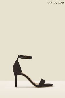 Sosandar Black Suede Barely There High Heels Sandals (N62332) | $126